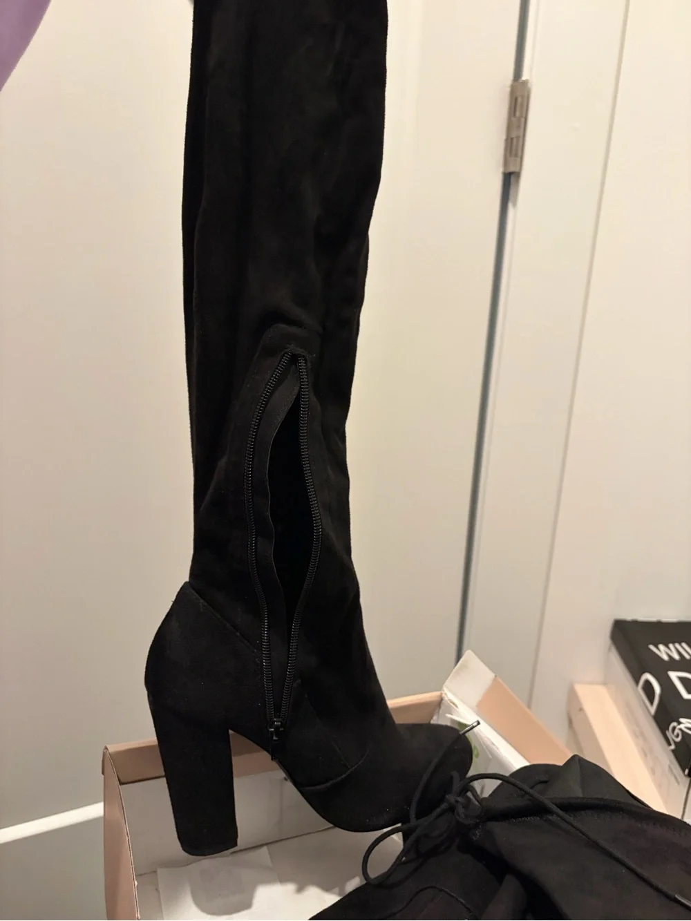 Paige Black Over-the-Knee Block Heel Women's Boots